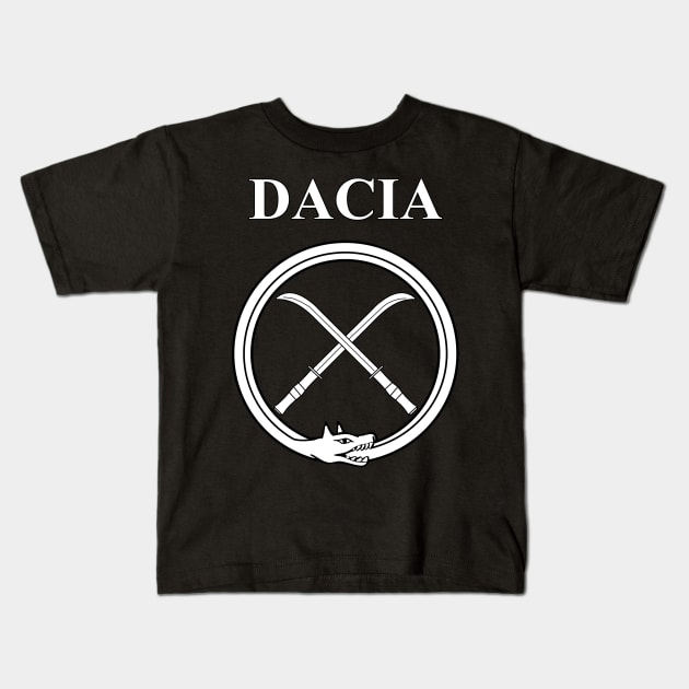 Ancient Dacia Dacian Draco and Falx Symbol Kids T-Shirt by AgemaApparel